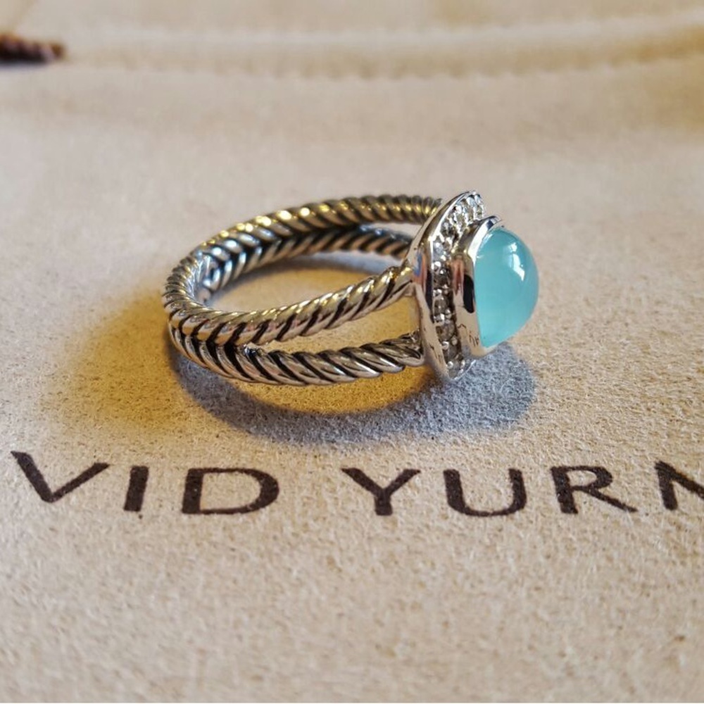 David Yurman Sterling Silver Diamond
Chalcedony Petite Albion Ring - Picture 3 of 5